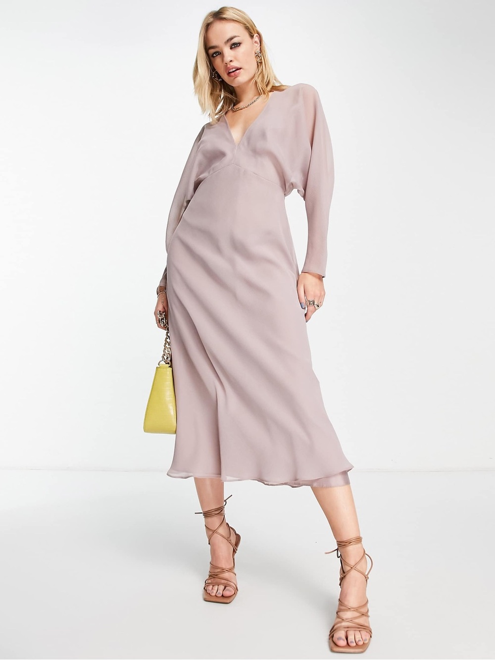 ASOS DESIGN soft batwing midi dress in purple